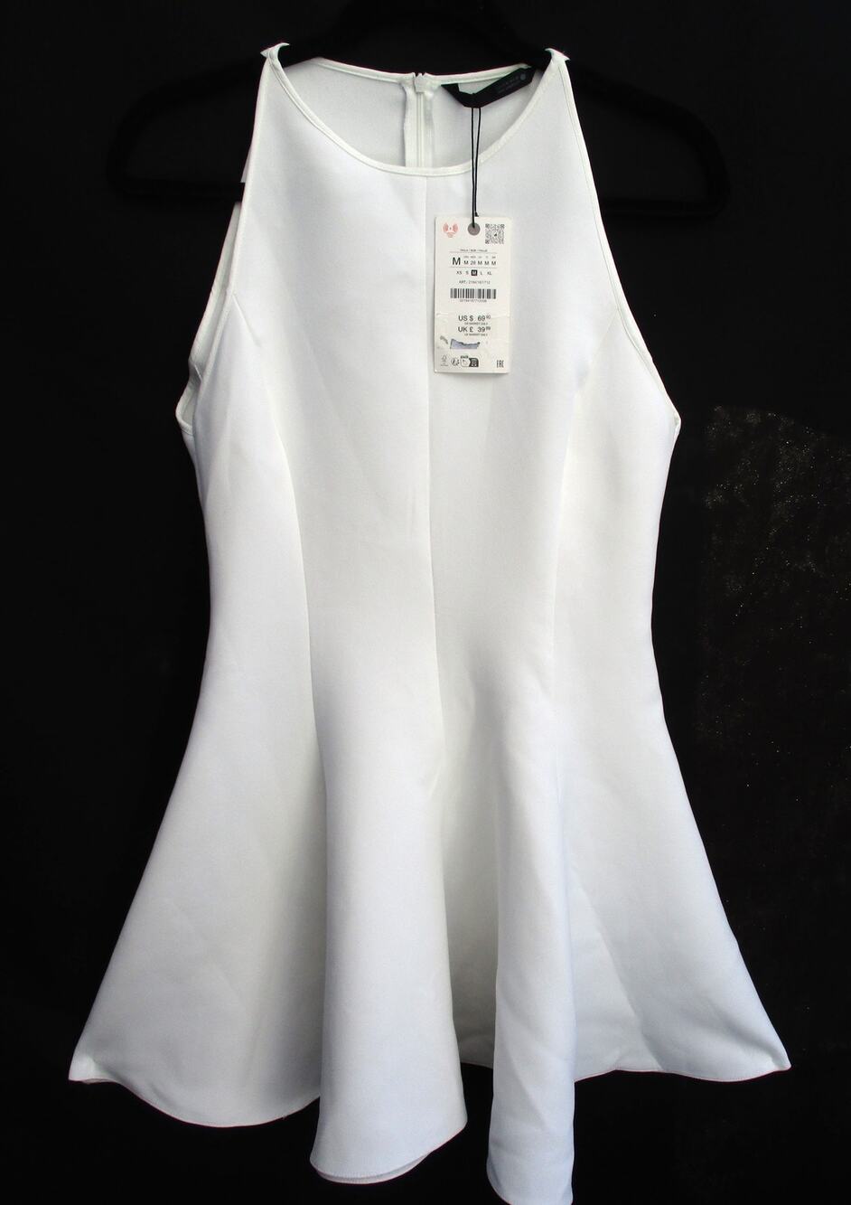 Nwt ZARA Halter Godet Mini Flared Hem Dress White Size M